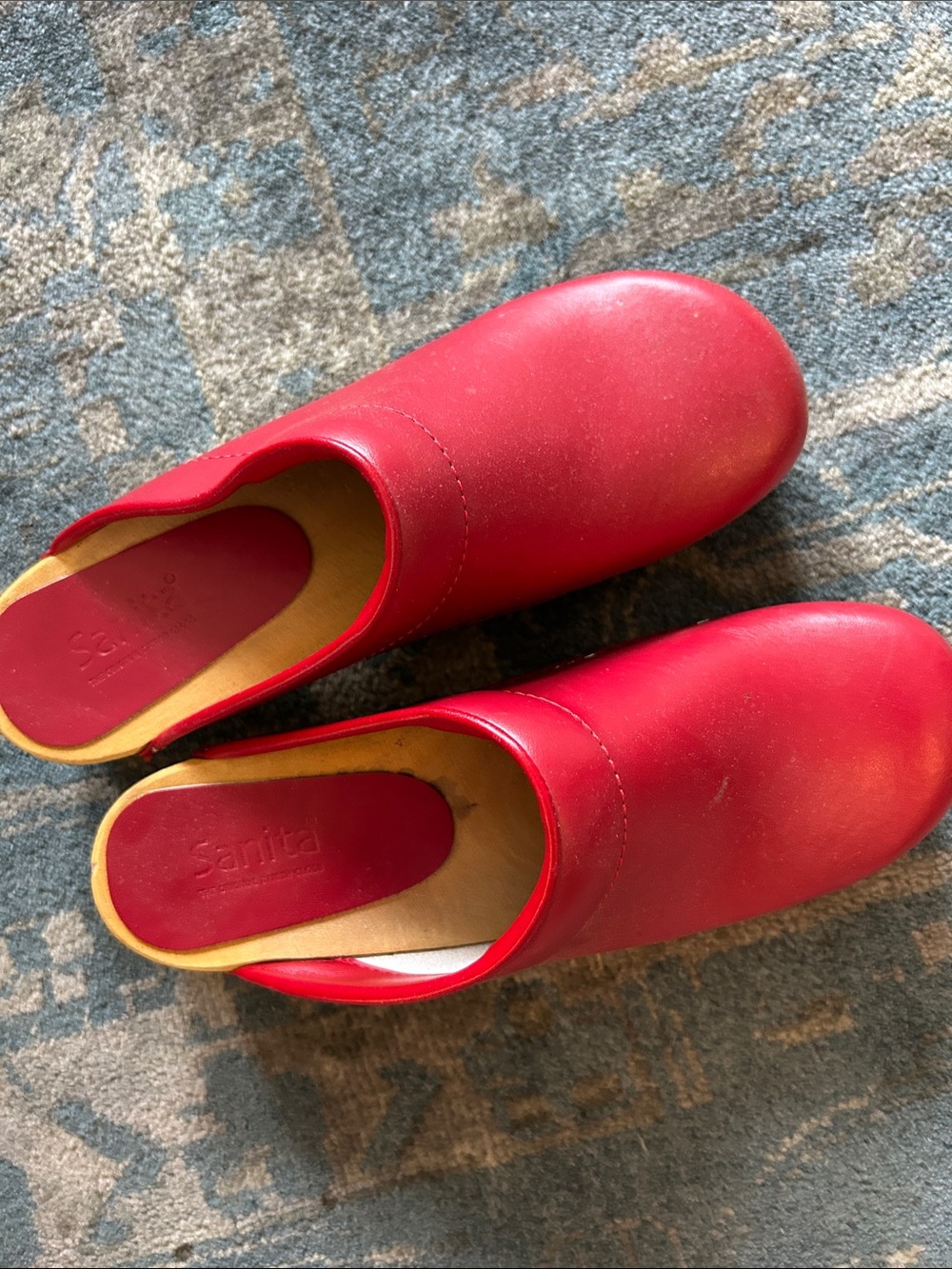 Sanita Red Leather Slip-On Women's Clogs